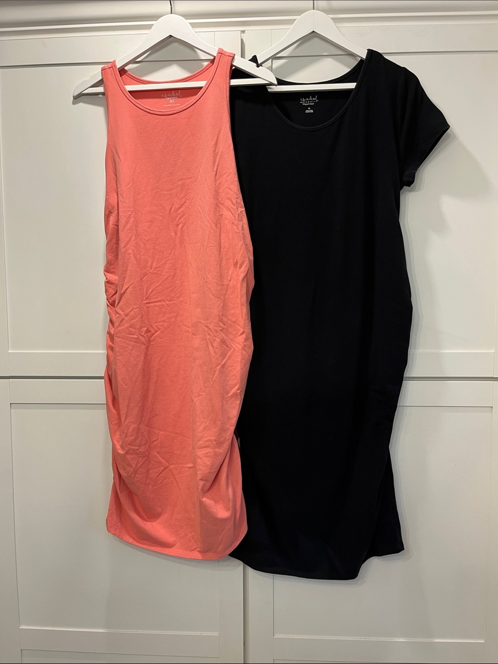 Bundle: Isabel Maternity Coral Tank & Black Short Sleeve MIDI Cotton Dresses